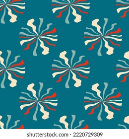Ultramodern sun rays round shapes seamless pattern. Perfect abstract print for tee, textile and fabric. Geometric vector illustration for decor and design.