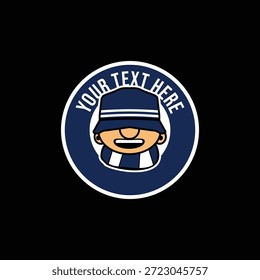 Logo de sombrero de cubo inspirado en Ultras Hooligans con un fuerte ambiente de apoyo a la calle. Perfecto para diseños de cultura de fans, pegatinas, ropa, Mercancía y marca digital. Estilo de Vector limpio y listo para el Uso comercial.