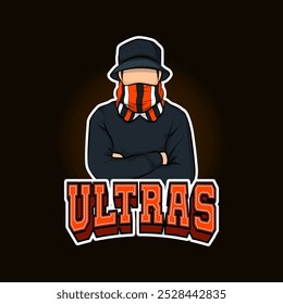 ilustração de vetor de mascote ultras com texto