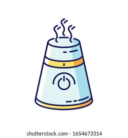Ultrasonic air purifier blue and yellow RGB color icon. Domestic ionizer, silent mode household device, water evaporator, health care household appliance. Isolated vector illustration
