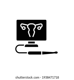 Ultrasonic diagnostic female reproductive system color line icon. Outline pictogram for web page, mobile app, promo.