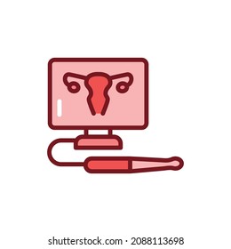 Ultrasonic Diagnostic Female Reproductive System Line Icon. Outline Pictogram For Web Page.