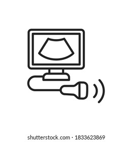 Ultrasonic Diagnostic System Black Line Icon. Outline Pictogram 