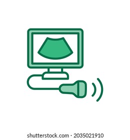 Ultrasonic diagnostic system color line icon. Isolated vector element.