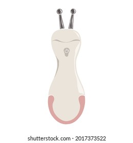 Ultrasonic face cleansing brush,beauty device, pore purifying, clarifying acne prone skin, skincare gadget, vibrating face massager for home use, isolated vector illustration 