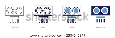 Ultrasonic icon in 4 different styles. Thin Line, Line, Bold, and Bold Line. Duotone style. Editable stroke.