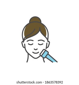 Ultrasonic phonophoresis face color line icon. Pictogram for web page, mobile app, promo.