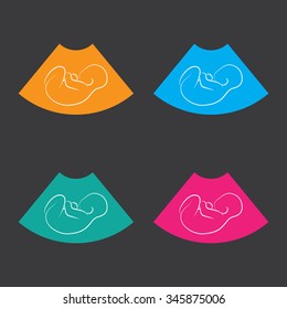 Ultrasonic picture of unborn baby. Vector illustration