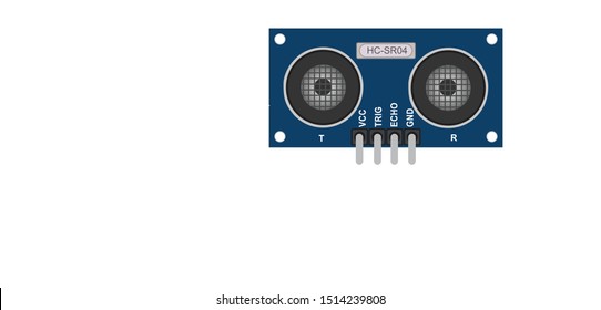 ultrasonic sensor top view illustration with pin details 