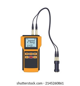 Ultrasonic thickness gauge isolated on white background. Instrument for measuring thickness. Vector illustration.