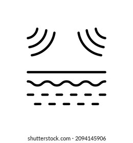 Ultrasonic Wave Influence On Skin Line Icon. Laser Removal Of Skin Problem Linear Pictogram. Beauty Treatment Outline Icon. Skin Barrier Of Bad Impact. Editable Stroke. Isolated Vector Illustration.