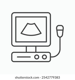 Ultrasonography icon in black and white outlined stroke