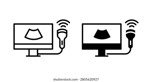Ultrasonography icon line graphics bundle.
