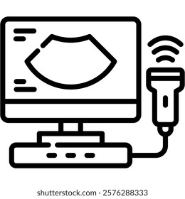 Ultrasonography Icon Line Vector Illustration