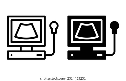 Ultrasonography icon with outline and glyph style.