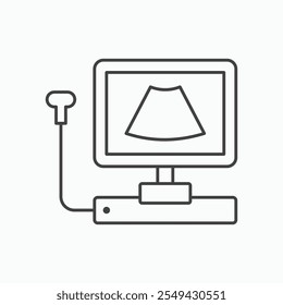 Ultrasonography icon set in blackthin line style.