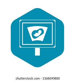 Ultrasound of baby in mother womb icon. Simple illustration of ultrasound of baby in mother womb vector icon for web