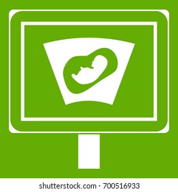 Ultrasound of baby in mother womb icon white isolated on green background. Vector illustration