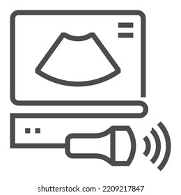 Dispositivo de ultrasonido, píxel perfecto, trazo editable, icono de vector cuadrado escalable.