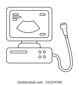 Ultrasound diagnostic icon in outline style isolated on white background. Pregnancy symbol stock vector illustration.