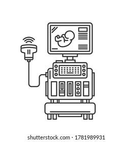 Ultrasound Diagnostic Icons Set on White Background. Line Style Vector