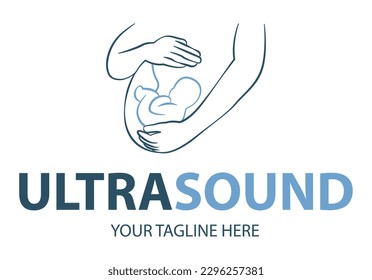 Ultrasound diagnostics logo. Medical research, gynecology clinic, polyclinics, obstetrics and hospitals, vector design and illustration. 