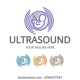 Ultrasound diagnostics logo. Medical research, gynecology clinic, polyclinics, obstetrics and hospitals, vector design and illustration. 