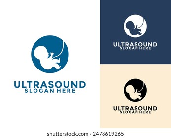 Ultrasound diagnostics logo. Ultrasound pregnancy Logo icon vector template, Medical research
