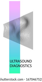 Ultrasound diagnostics logo. Template concept image for medical research. Vector banner, poster, logotype with white background. 