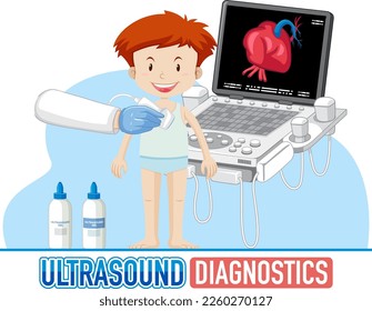 Ultrasound diagnostics text for banner or poster design illustration