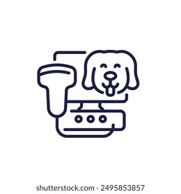 ultrasound for dogs line icon, pet ultrasonography vector