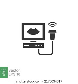 Ultrasound glyph icon. Simple solid style. Examination, sonography, heart, pictogram concept. Vector illustration isolated on white background. EPS 10