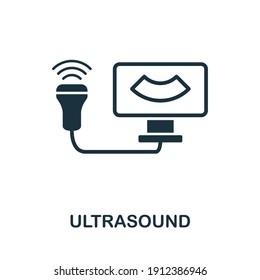 Ultrasound icon. Monocrome element from medical services collection. Ultrasound icon for banners, infographics and templates.