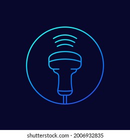 ultrasound icon, ultrasonography linear vector