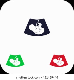 Ultrasound Illustration set. Blue, green, red icon.