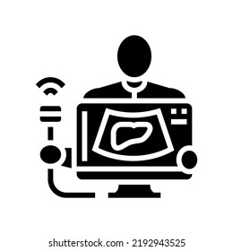 Ultrasound Liver Health Check Glyph Icon Vector. Ultrasound Liver Health Check Sign. Isolated Symbol Illustration