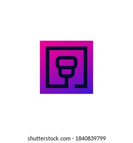 ultrasound logo in square, vector