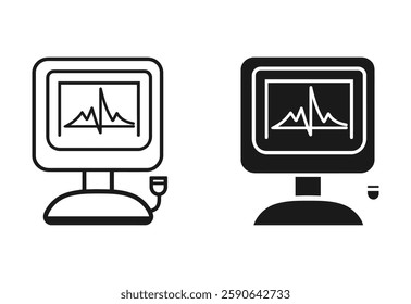 Ultrasound machine black and white vector illustration on white background