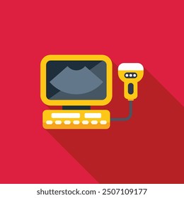 Ultrasound machine displaying sonogram image on monitor, medical equipment for pregnancy examination