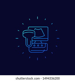 ultrasound machine icon, linear vector