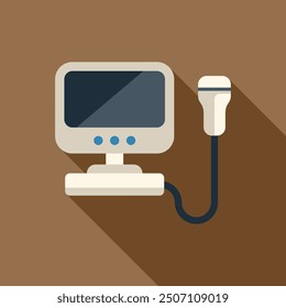 Ultrasound machine performing a sonography scan, with a connected monitor displaying the results