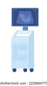 Ultrasound machine semi flat color vector object. Fetal sonography. Diagnostics. Editable element. Full sized item on white. simple cartoon style illustration for web graphic design and animation