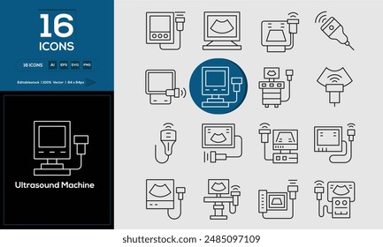 Ultrasound Machine Set of high-quality icons that are suitable for Ultrasound Machine. And change your next projects with minimalist icon design, perfect for websites, mobile apps, books, social media