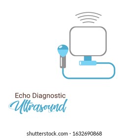 Ultrasound machine vector. Ultrasound diagnosis icon vector isolated illustration. Medical ultrasound. Echocardiography. Echo Diagnostic Test icon