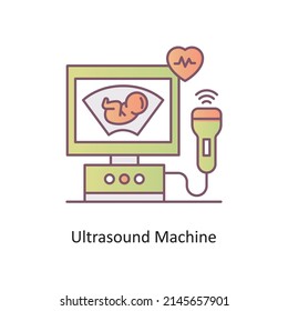 Ultrasound Machine vector Filled Outline Icon Design illustration. Medical And Lab Equipment Symbol on White background EPS 10 File