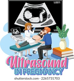 Ultrasound in pregnancy for banner or poster design illustration