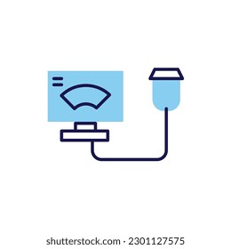Ultrasound related vector line icon. Isolated on white background. Vector illustration. Editable stroke