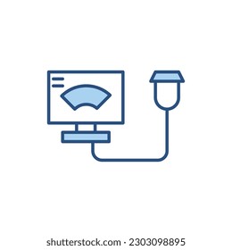 Ultrasound related vector line icon. Isolated on white background. Vector illustration. Editable stroke
