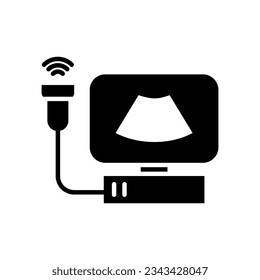 Ultrasound research vector icon. Medical diagnostic equipment, ecography. Vector illustration isolated on a white background.