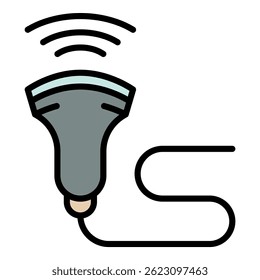 Ultrasound scanner icon. Outline ultrasound scanner vector icon color flat isolated